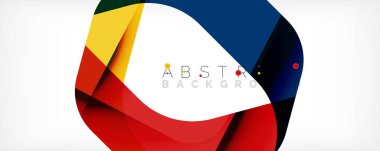 Asgari soyut arkaplan - beyaz üzerine gölge çizgileri ile örtüşen renk şekilleri. Duvar Kağıdı, Sancak, Arkaplan, İniş Sayfası için Vektör İllüstrasyonu