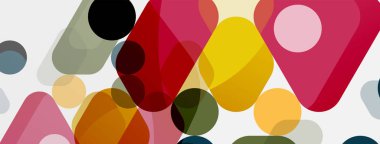 Beyaz üzerine renkli baloncuklar ve yuvarlak geometrik şekiller. Duvar kağıdı, pankart, arkaplan, iniş sayfası için vektör geometrik asgari özet arkaplan