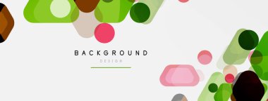 Beyaz üzerine renkli baloncuklar ve yuvarlak geometrik şekiller. Duvar kağıdı, pankart, arkaplan, iniş sayfası için vektör geometrik asgari özet arkaplan