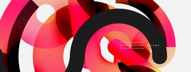 Yuvarlak şekiller daireler ve diğer geometrik şekiller. Duvar kağıdı afişi arkaplan kartı veya iniş sayfası için vektör illüstrasyonu