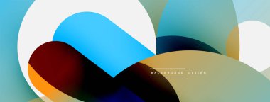 Yuvarlak şekiller daireler ve diğer geometrik şekiller. Duvar kağıdı afişi arkaplan kartı veya iniş sayfası için vektör illüstrasyonu