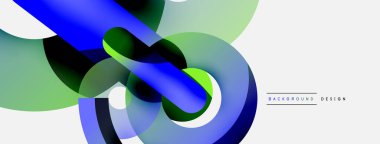 Yuvarlak şekiller daireler ve diğer geometrik şekiller. Duvar kağıdı afişi arkaplan kartı veya iniş sayfası için vektör illüstrasyonu