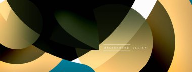 Renkli geometrik şekilli soyut arkaplan. Yuvarlak şekilli, daire ve çizgilerle çok güzel bir arka plan. Geometrik tasarım. Vektör illüstrasyonu