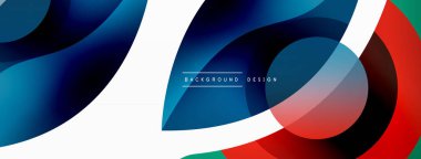 Renkli geometrik şekilli soyut arkaplan. Yuvarlak şekilli, daire ve çizgilerle çok güzel bir arka plan. Geometrik tasarım. Vektör illüstrasyonu