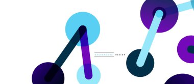 Çizgi noktaları geometrik soyut arkaplan bağlantıları. Çizgilerle birbirine bağlı çemberler. Duvar kağıdı, afiş, arkaplan veya iniş için moda tekno iş şablonu