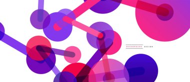 Soyut arkaplan. Yuvarlak noktalar çizgilerle birleşti. Duvar kağıdı, afiş, arkaplan veya iniş için moda tekno iş şablonu