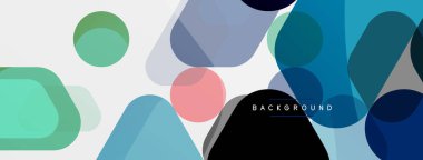 Beyaz üzerine renkli baloncuklar ve yuvarlak geometrik şekiller. Duvar kağıdı, pankart, arkaplan, iniş sayfası için vektör geometrik asgari özet arkaplan