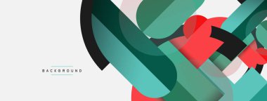 Geometrik şekiller bileşim soyut arkaplan. Çember çizgileri ve dikdörtgenler. Duvar kağıdı afişi veya iniş sayfası için vektör illüstrasyonu