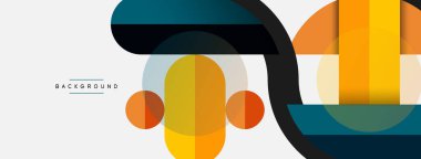 Yuvarlak geometrik şekiller çizgiler ve daireler. Duvar kağıdı afişi ya da iniş sayfası için vektör şablonu