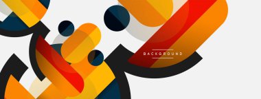 Geometrik şekiller bileşim soyut arkaplan. Çember çizgileri ve dikdörtgenler. Duvar kağıdı afişi veya iniş sayfası için vektör illüstrasyonu