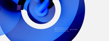 Yuvarlak şekiller daireler ve diğer geometrik şekiller. Duvar kağıdı afişi arkaplan kartı veya iniş sayfası için vektör illüstrasyonu