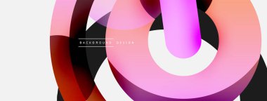 Yuvarlak şekiller daireler ve diğer geometrik şekiller. Duvar kağıdı afişi arkaplan kartı veya iniş sayfası için vektör illüstrasyonu