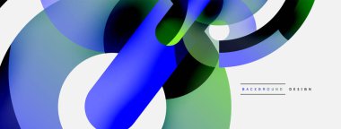 Yuvarlak şekiller daireler ve diğer geometrik şekiller. Duvar kağıdı afişi arkaplan kartı veya iniş sayfası için vektör illüstrasyonu