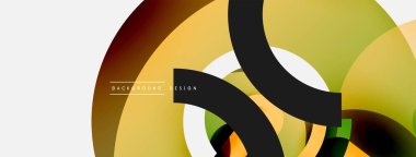 Yuvarlak şekiller daireler ve diğer geometrik şekiller. Duvar kağıdı afişi arkaplan kartı veya iniş sayfası için vektör illüstrasyonu