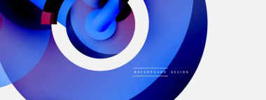 Yuvarlak şekiller daireler ve diğer geometrik şekiller. Duvar kağıdı afişi arkaplan kartı veya iniş sayfası için vektör illüstrasyonu