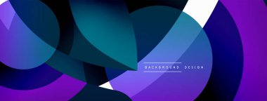 Renkli geometrik şekilli soyut arkaplan. Yuvarlak şekilli, daire ve çizgilerle çok güzel bir arka plan. Geometrik tasarım. Vektör illüstrasyonu