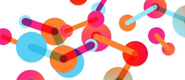 Soyut arkaplan. Yuvarlak noktalar çizgilerle birleşti. Duvar kağıdı, afiş, arkaplan veya iniş için moda tekno iş şablonu