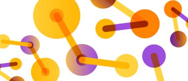 Soyut arkaplan. Yuvarlak noktalar çizgilerle birleşti. Duvar kağıdı, afiş, arkaplan veya iniş için moda tekno iş şablonu