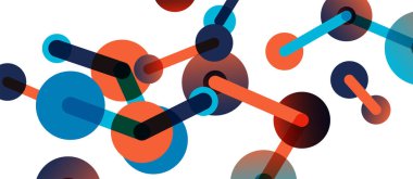 Çizgi noktaları geometrik soyut arkaplan bağlantıları. Çizgilerle birbirine bağlı çemberler. Duvar kağıdı, afiş, arkaplan veya iniş için moda tekno iş şablonu