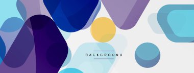 Beyaz üzerine renkli baloncuklar ve yuvarlak geometrik şekiller. Duvar kağıdı, pankart, arkaplan, iniş sayfası için vektör geometrik asgari özet arkaplan