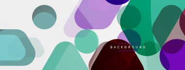Beyaz üzerine renkli baloncuklar ve yuvarlak geometrik şekiller. Duvar kağıdı, pankart, arkaplan, iniş sayfası için vektör geometrik asgari özet arkaplan