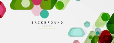 Beyaz üzerine renkli baloncuklar ve yuvarlak geometrik şekiller. Duvar kağıdı, pankart, arkaplan, iniş sayfası için vektör geometrik asgari özet arkaplan