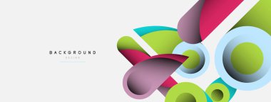 Soyut arkaplan. Minimum geometrik daireler ve koyu gölgeli yuvarlak şekiller. Duvar kağıdı afişi veya arkaplan için moda teknoloji iş şablonu