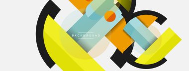 Yuvarlak geometrik şekiller çizgiler ve daireler. Duvar kağıdı afişi ya da iniş sayfası için vektör şablonu