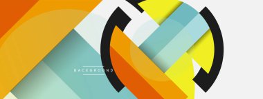 Geometrik şekiller bileşim soyut arkaplan. Çember çizgileri ve dikdörtgenler. Duvar kağıdı afişi veya iniş sayfası için vektör illüstrasyonu