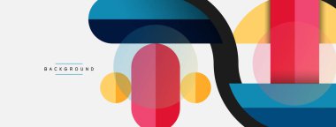 Geometrik şekiller bileşim soyut arkaplan. Çember çizgileri ve dikdörtgenler. Duvar kağıdı afişi veya iniş sayfası için vektör illüstrasyonu