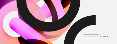 Yuvarlak şekiller daireler ve diğer geometrik şekiller. Duvar kağıdı afişi arkaplan kartı veya iniş sayfası için vektör illüstrasyonu