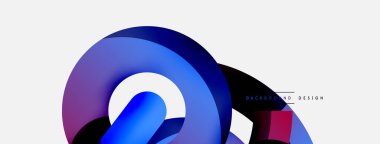 Yuvarlak şekiller daireler ve diğer geometrik şekiller. Duvar kağıdı afişi arkaplan kartı veya iniş sayfası için vektör illüstrasyonu