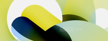 Yuvarlak şekiller daireler ve diğer geometrik şekiller. Duvar kağıdı afişi arkaplan kartı veya iniş sayfası için vektör illüstrasyonu