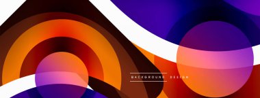 Renkli geometrik şekilli soyut arkaplan. Yuvarlak şekilli, daire ve çizgilerle çok güzel bir arka plan. Geometrik tasarım. Vektör illüstrasyonu