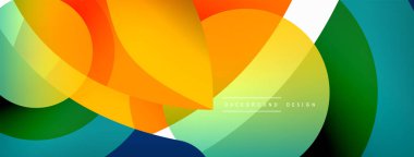 Renkli geometrik şekilli soyut arkaplan. Yuvarlak şekilli, daire ve çizgilerle çok güzel bir arka plan. Geometrik tasarım. Vektör illüstrasyonu