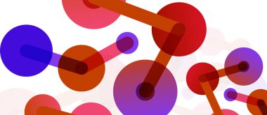 Soyut arkaplan. Yuvarlak noktalar çizgilerle birleşti. Duvar kağıdı, afiş, arkaplan veya iniş için moda tekno iş şablonu