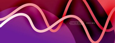 Gölge efektli dalga çizgisi olan soyut gradyan arkaplan. Geometrik bileşim. 3B gölge efektleri ve sıvı eğimleri