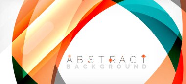 Geometrik soyut arkaplan. Üst üste binen renk şekilleriyle çember oluşturuldu. Duvar Kağıdı, Sancak, Arkaplan, İniş Sayfası için Vektör İllüstrasyonu