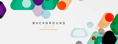 Beyaz üzerine renkli baloncuklar ve yuvarlak geometrik şekiller. Duvar kağıdı, pankart, arkaplan, iniş sayfası için vektör geometrik asgari özet arkaplan