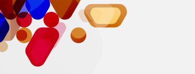 Beyaz üzerine renkli baloncuklar ve yuvarlak geometrik şekiller. Duvar kağıdı, pankart, arkaplan, iniş sayfası için vektör geometrik asgari özet arkaplan