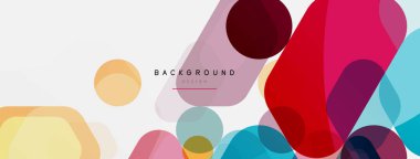 Beyaz üzerine renkli baloncuklar ve yuvarlak geometrik şekiller. Duvar kağıdı, pankart, arkaplan, iniş sayfası için vektör geometrik asgari özet arkaplan