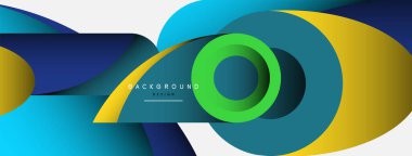 Soyut arkaplan. Minimum geometrik daireler ve koyu gölgeli yuvarlak şekiller. Duvar kağıdı afişi veya arkaplan için moda teknoloji iş şablonu