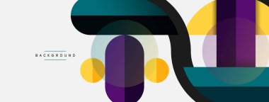 Yuvarlak geometrik şekiller çizgiler ve daireler. Duvar kağıdı afişi ya da iniş sayfası için vektör şablonu