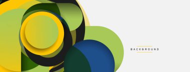 Çember ve yuvarlak şekiller soyut arkaplan. Duvar kağıdı afişi veya iniş sayfası için vektör illüstrasyonu