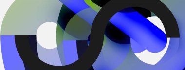 Yuvarlak şekiller daireler ve diğer geometrik şekiller. Duvar kağıdı afişi arkaplan kartı veya iniş sayfası için vektör illüstrasyonu