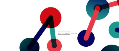 Çizgi noktaları geometrik soyut arkaplan bağlantıları. Çizgilerle birbirine bağlı çemberler. Duvar kağıdı, afiş, arkaplan veya iniş için moda tekno iş şablonu