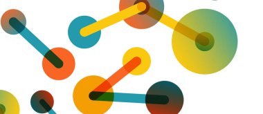 Soyut arkaplan. Yuvarlak noktalar çizgilerle birleşti. Duvar kağıdı, afiş, arkaplan veya iniş için moda tekno iş şablonu