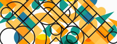 Minimum geometrik soyut arkaplan. Çember kare ve üçgen tasarım. Duvar kağıdı, afiş, arkaplan veya iniş için moda tekno iş şablonu