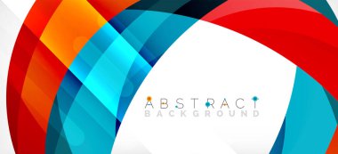 Geometrik soyut arkaplan. Üst üste binen renk şekilleriyle çember oluşturuldu. Duvar Kağıdı, Sancak, Arkaplan, İniş Sayfası için Vektör İllüstrasyonu