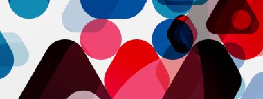 Beyaz üzerine renkli baloncuklar ve yuvarlak geometrik şekiller. Duvar kağıdı, pankart, arkaplan, iniş sayfası için vektör geometrik asgari özet arkaplan